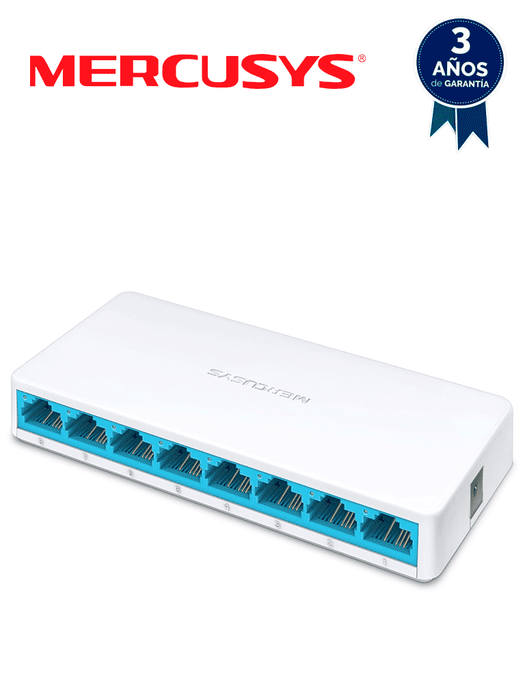 MERCUSYS MS108 - Switch no administrable para escritorio, con 8 puertos 10/100 Mbps, diseño compacto y función Plug and Play