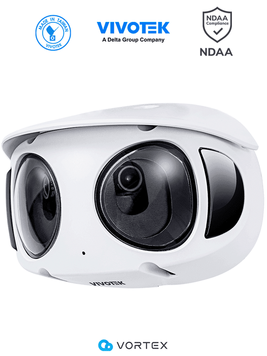 VIVOTEK MS930-EHV(1YL) - Cámara IP VORTEX Premium Series panorámica 180º exterior, 8 MP (4K), luz IR 20 m, WDR Pro, visión SNV, Smart Motion, micrófono integrado, VCA, IP66, IK10, almacenamiento interno 512GB, NDAA.