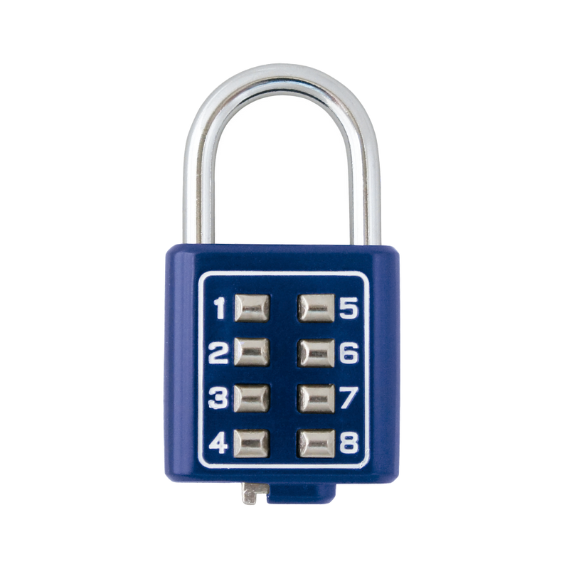 Candado Digital de Combinación M35 / No Requiere Llave / Combinación única integrada por 4 dígitos / Color Azul.