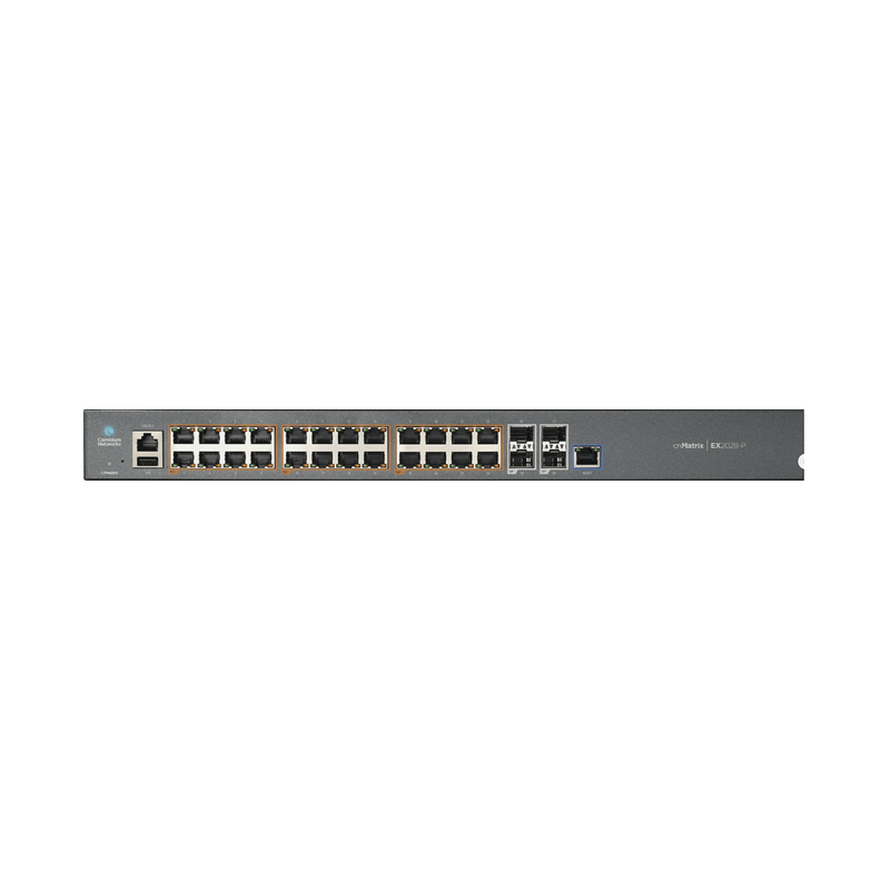 Switch cnMatrix EX2028-P capa 3 de 28 puertos (24 PoE Gigabit 802.3af/at, 4 SFP+) administración desde la Nube (MX-EX2028PxA-U)