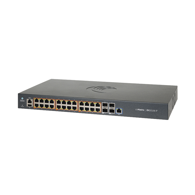 MX-EX2028PXB-U Switch cnMatrix EX2028-P capa 3 de 28 puertos (24 PoE Gigabit 802.3af/at, 4 SFP+) administración desde la Nube (MX-EX2028PxB-U)