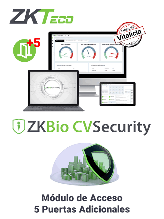 ZKTECO ZKBIOCVACADDONP5 - Modulo Vitalicio de Control de Acceso para Agregar 5 Puertas adicionales en BioCVSecurity / Se necesita tener una licencia base arriba de 25 puertas
