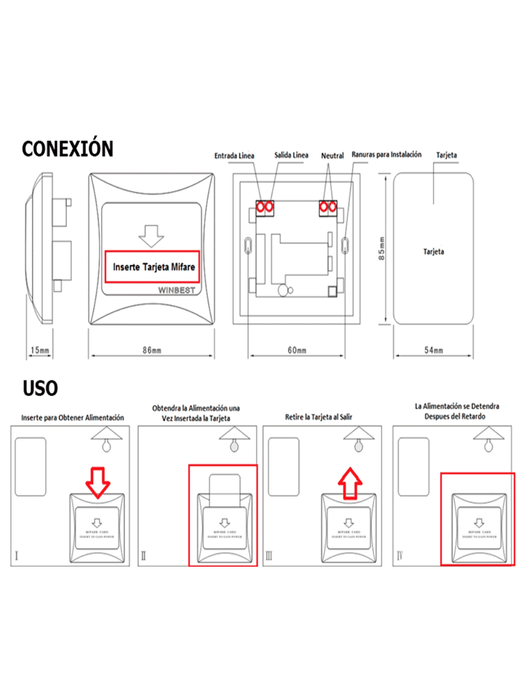 ZKTECO PSM - Modulo de Ahorro de Energía LED / Control de Energía para Habitaciones de Hotel