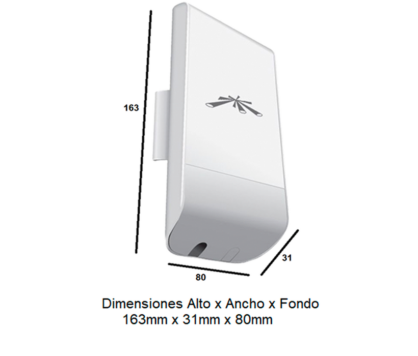 UBIQUITI NANOSTATION LOCOM2 - Radio con antena integrada Airmax 2.4GHz para uso en exteriores con tecnología MIMO. Cuenta con un panel de antena de 8 dBi y una potencia de transmisión de 23 dBm, ofrece un rendimiento de hasta 150 Mbp