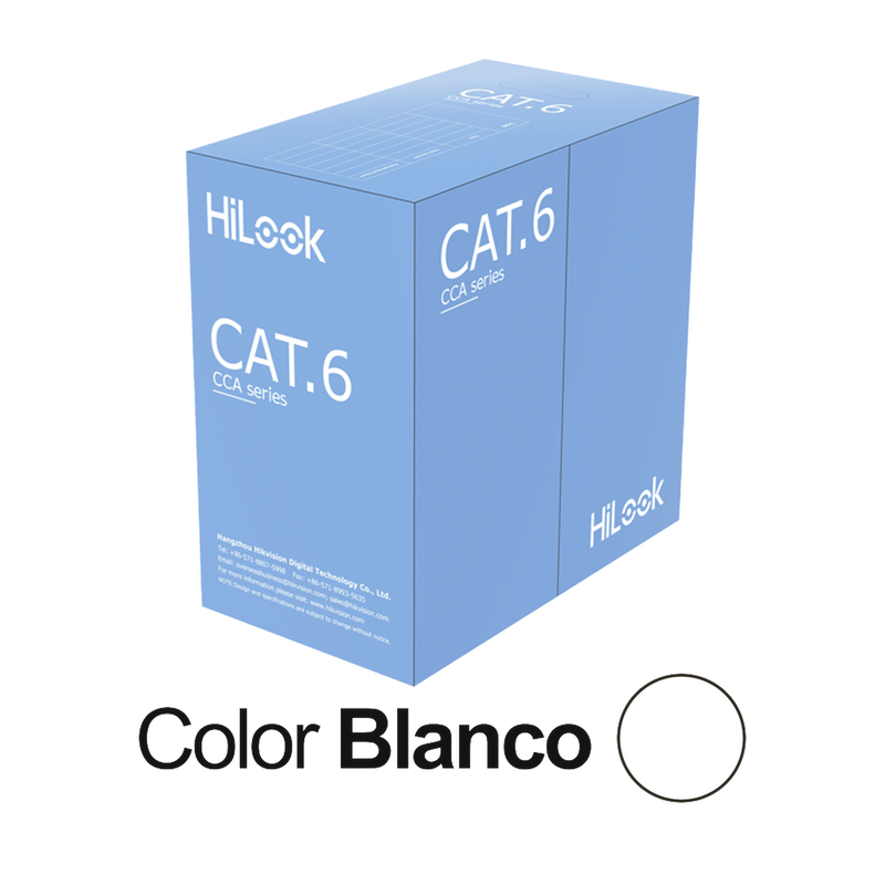 NC-1LN6UU/CCA Bobina de Cable UTP 305 Mts / Cat 6 (24 AWG) / Color Blanco / PVC (CM) / Uso en Interior / CCA (Cobre con Aluminio) / Aplicaciones de CCTV y Redes de Datos