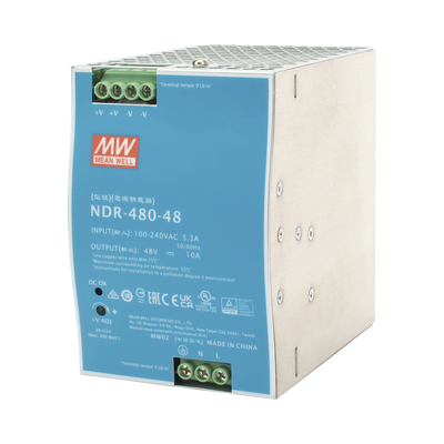 Fuente de Poder Industrial de 480W, salida 48 Vcc, para montaje en riel Din - Toer
