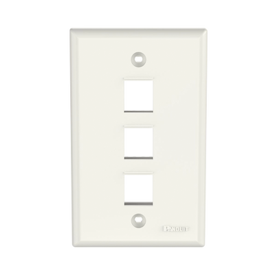 Placa de Pared Vertical, Salida Para 3 Puertos Keystone, Color Blanco Mate - Toer