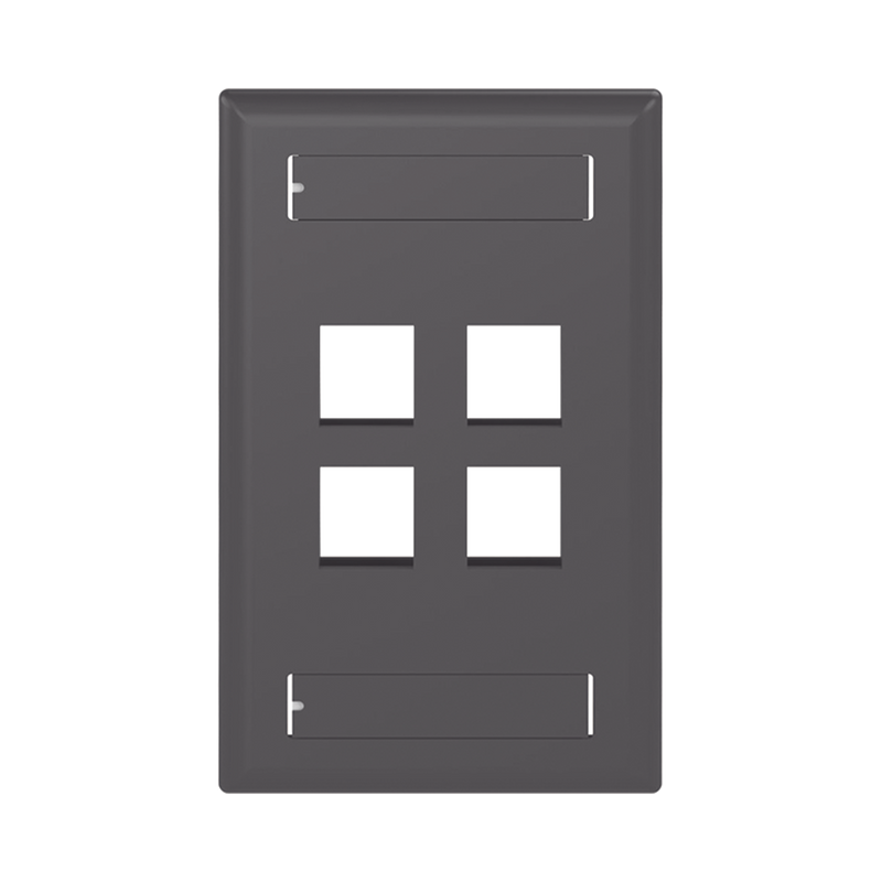 Placa de Pared Vertical, Salida Para 4 Puertos Keystone, Con Espacios Para Etiquetas, Color Negro