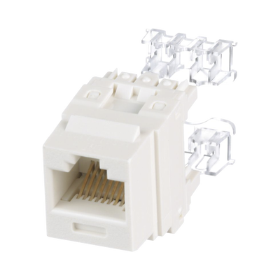 Conector Jack Estilo 110 (de Impacto), Tipo Keystone, Categoría 6, de 8 Posiciones y 8 Cables, Color Blanco Mate - Toer