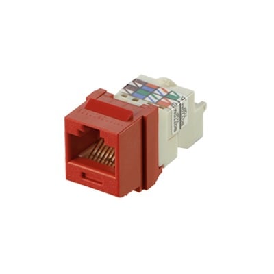 NK6TMRD Conector Jack Estilo TP, Tipo Keystone, Categoría 6, de 8 posiciones y 8 cables, Color Rojo