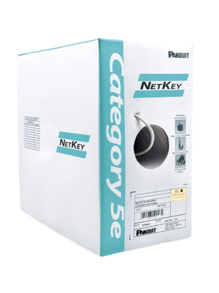 PANDUIT NUC5C04IG-CE- Bobina de Cable UTP 305 m. de Cobre, NetKey, Gris Claro, Categoría 5e (24 AWG), PVC (CM), de 4 pares