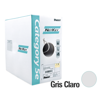 Bobina de Cable UTP 305 m. de Cobre, NetKey, Gris Claro, Categoría 5e (24 AWG), PVC (CM), de 4 pares - Toer