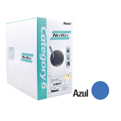 Bobina de Cable UTP 305 m. de Cobre, NetKey, Reelex, Azul, Categoría 6 (24 AWG), 1000Mbps, PVC (CM), de 4 pares - Toer