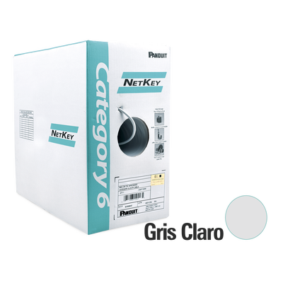Bobina de Cable UTP 305 m. de Cobre, NetKey, Reelex, Gris, Categoría 6 (24 AWG), 1000Mbps, PVC (CM), de 4 pares - Toer