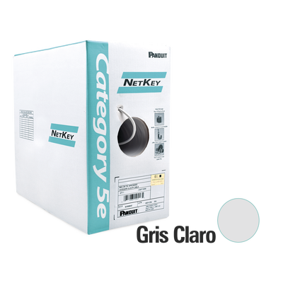 Bobina de Cable UTP 305 Metros (1000 Pies) de Cobre, NetKey, Gris Claro, Categoría 5e (24 AWG), Riser (CMR), de 4 Pares