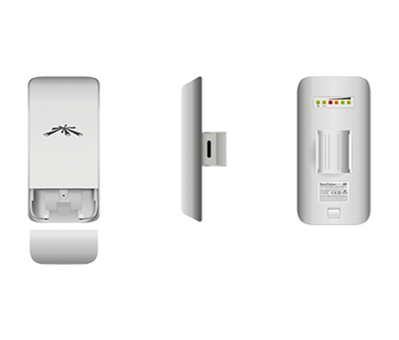 UBIQUITI NANOSTATION LOCOM2 - Radio con antena integrada Airmax 2.4GHz para uso en exteriores con tecnología MIMO. Cuenta con un panel de antena de 8 dBi y una potencia de transmisión de 23 dBm, ofrece un rendimiento de hasta 150 Mbp