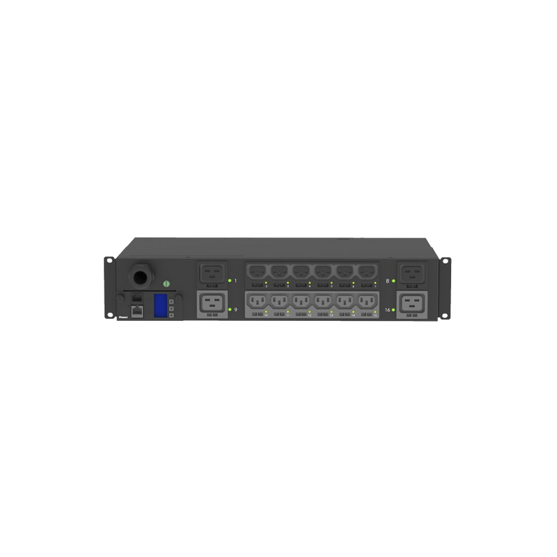 PDU Monitoreable y Switchable (MS) para Distribución de Energía, Enchufe de Entrada NEMA L6-30P, Con 12 Salidas C13 y 4 Salidas C19, Horizontal 19in, 208 Vca, 30 Amp, 2UR