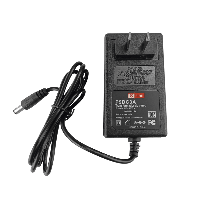 P9DC3A 9 Vcc / 3 A / Adaptador de voltaje / Voltaje de Entrada de 100-240 Vca / Para Usos Múltiples / Video Vigilancia, Acceso, Asistencia, Alarmas, Etc.