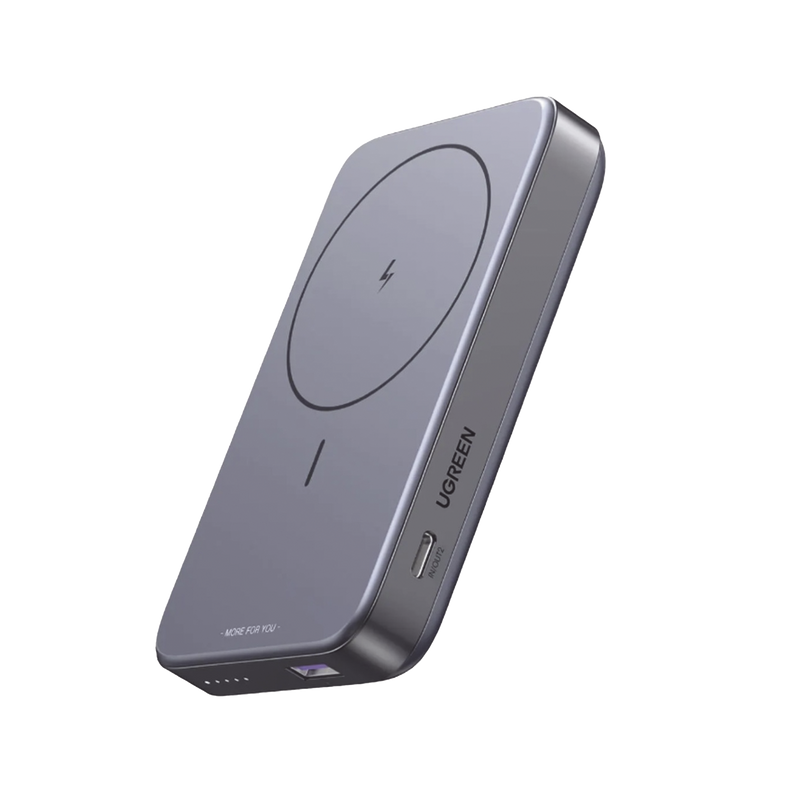 PB206 Power Bank MagSafe de 10000mAh NEXODE | 20W | 1 USB-C | 1 USB-A | Carga Rápida bidireccional | Soporta modo Standby | Soporte Plegable |  Ultra Delgado | Ultra ligero | Compatible con iPhone 15/14/13/12 | Color Gris.