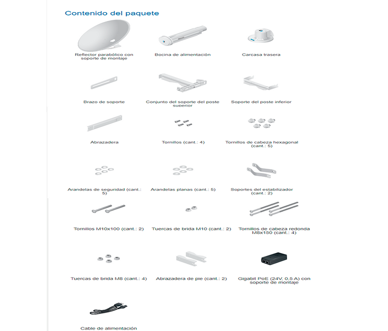 UBIQUITI POWERBEAM AC PBE-5AC-620 - Radio Airmax AC 5.8GHz para exteriores con antena integrada de 29 dBi, tecnología MIMO y rendimiento de hasta 450 Mbps.