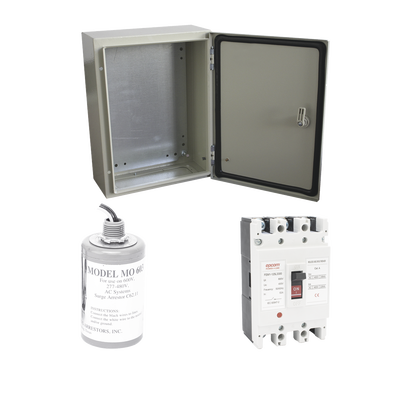 Kit de Centro de Carga Trifasico Para Corriente Alterna, Breaker de hasta 690 Vc de 63 A con Supresor de Descargas Atmosféricas. - Toer