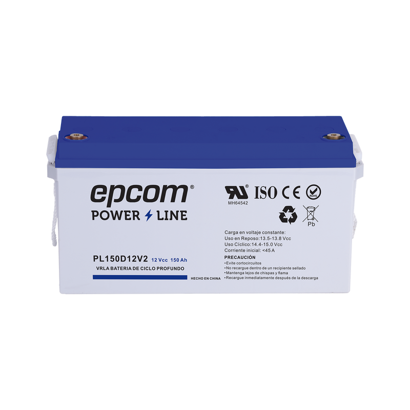 PL150D12V2 Batería 12 Vcc / 150 Ah / UL / Tecnología AGM-VRLA / CICLO PROFUNDO / Uso en aplicación fotovoltaica / terminales T5