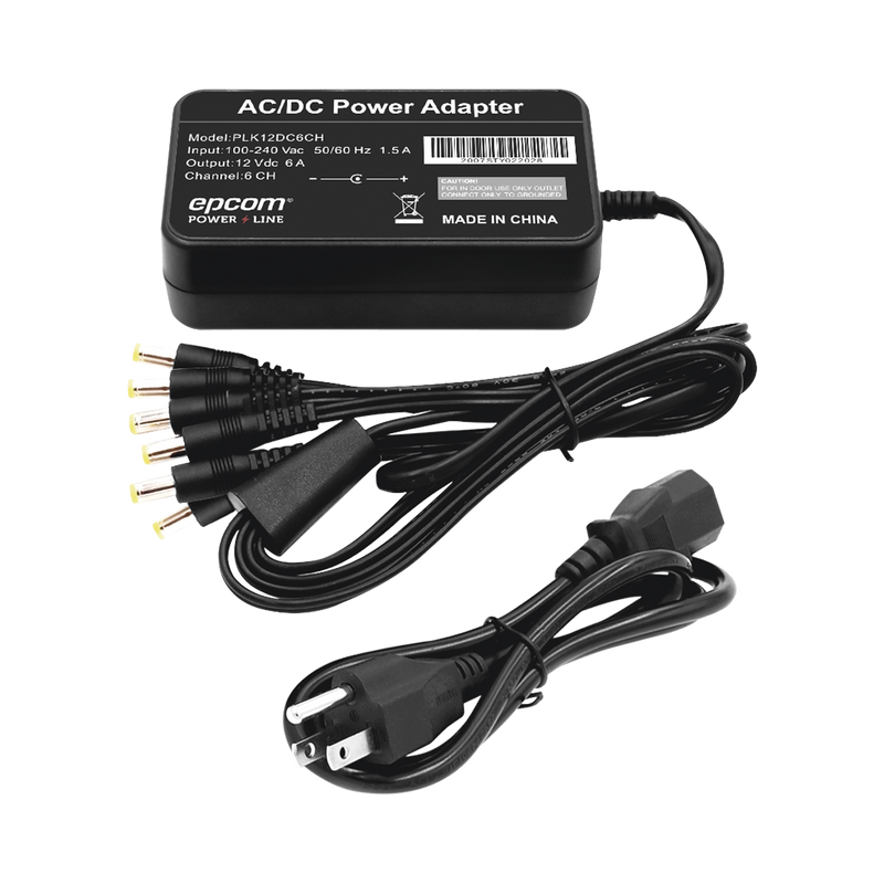 PLK12DC6CH Fuente de Alimentación de 6 Salidas tipo Jack Macho de 12 Vcc / 6 Amper