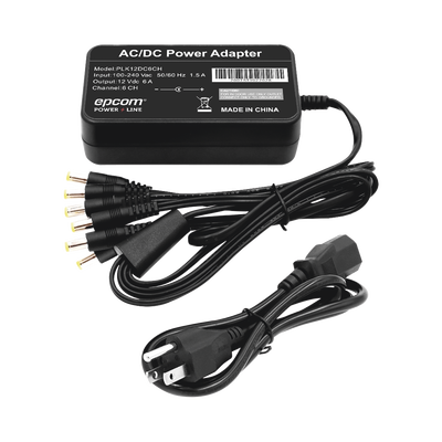 Fuente de Poder de 6 Salidas tipo Jack Macho de 12 Vcc / 6 Amper