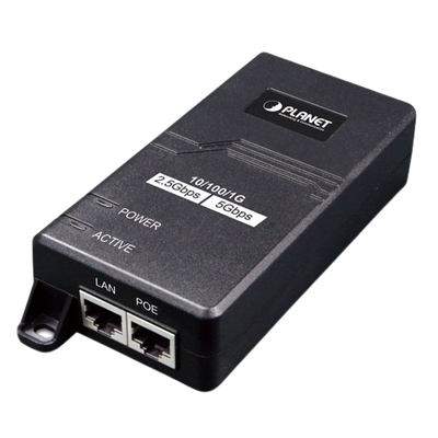 Inyector PoE 802.3 af/at, Hasta 30 W, con Puertos de 10/100/1000Mbps/ 2.5 Gbps/5 Gbps - Toer