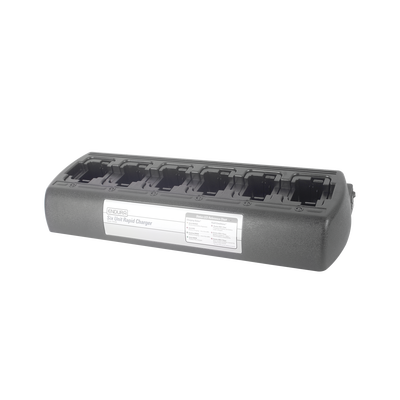 Multicargador rápido de escritorio de 6 cavidades para radios Motorola CP150 / CP200 / CP250 / EP450 / PR400/DEP450. Para uso con baterías Ni-Cd, Ni-MH, Li-Ion, Li-Po.