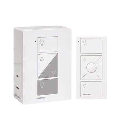 PPKG1PWH (Caseta Wireless) Kit, adaptador y control remoto PICO, Ideal para lamparas, tiene 3 funciones atenuador, on/off, repetidor señal.