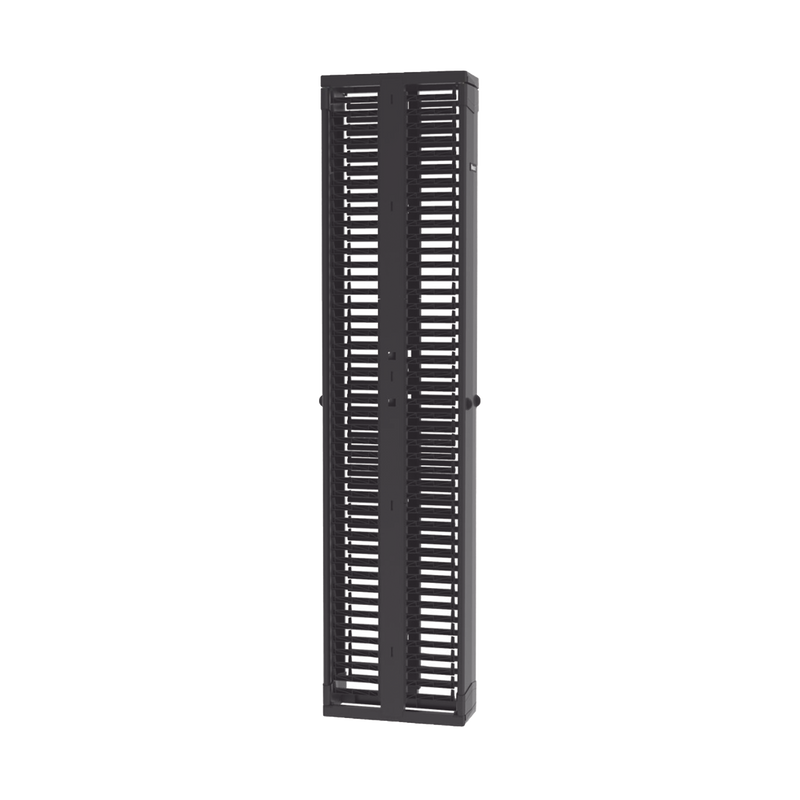 Organizador Vertical PatchRunner?, Doble (Frontal y Posterior), Para Rack Abierto de 45 Unidades, 8in de Ancho, Color Negro