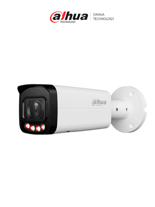 DAHUA DH-IPC-HFW2449T-ZAS-IL- Cámara IP Bullet de 4 MP/ Iluminador Dual/WizSense/ Lente Motorizado de 2.7 a 13.5mm/ IR y LED 60 Metros/ H.265+/ WDR Real/ Protección Perimetral/ Micrófono/ IP67/PoE/ SMD Plus/Ranura para MicroSD/E&S Alarma y Audio/