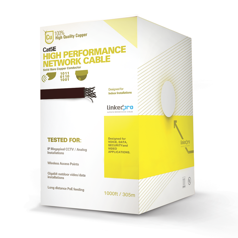 PRO-CAT-5E-W Bobina de cable de 305 m, ( 1000 ft ),  Cat5e, alto rendimiento, color blanco, UL, para aplicaciones en video vigilancia, redes de datos. Uso en interior