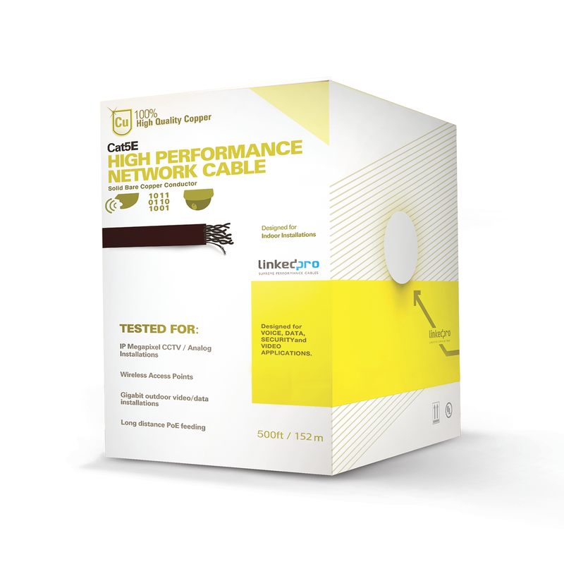 PRO-CAT-5E-W/500  Cable Cat5e de alto rendimiento certificaciones ETL, UL,  de 500 ft ( 152.5 m ) de color Blanco, para aplicaciones en video vigilancia, redes de datos. Uso Interior.