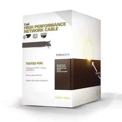 Bobina de cable U/UTP Cat6A de 305 mts, Color Azul, CM, soporta 10G-BaseT para transmisión de frecuencias de hasta 500MHz, UL - Toer