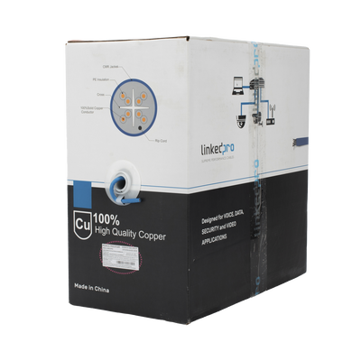 Bobina de cable U/UTP Cat6A de 305 mts, Color Azul, CMR, soporta 10G-BaseT para transmisión de frecuencias de hasta 500MHz, UL - Toer