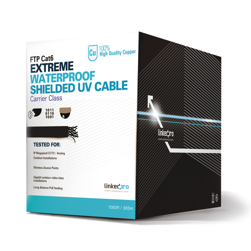 PRO-CAT-6-EXT-LITE Bobina de cable 305 Metros Cat6+ CALIBRE 23, Climas EXTREMOS, Color negro, sin blindar, para intemperie.