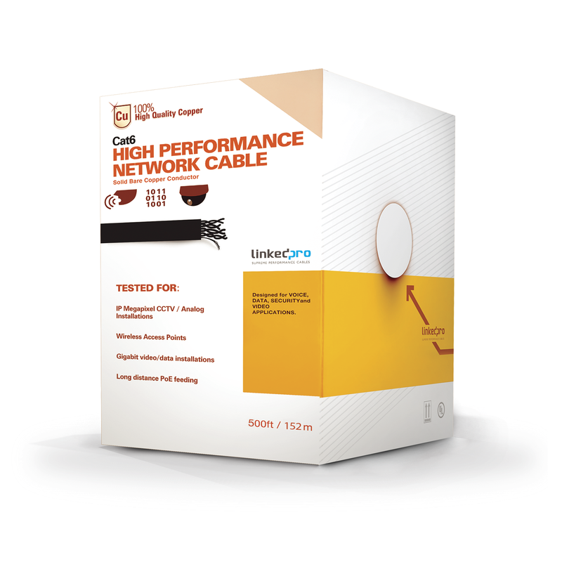 PRO-CAT-6-PLUS/500 Bobina de cable de 152.5 Metros Cat6+ CALIBRE 23 ALTO DESEMPEÑO, super flexible, UL, color Azúl, para aplicaciones de video vigilancia, HD, y redes de datos. Uso interior.