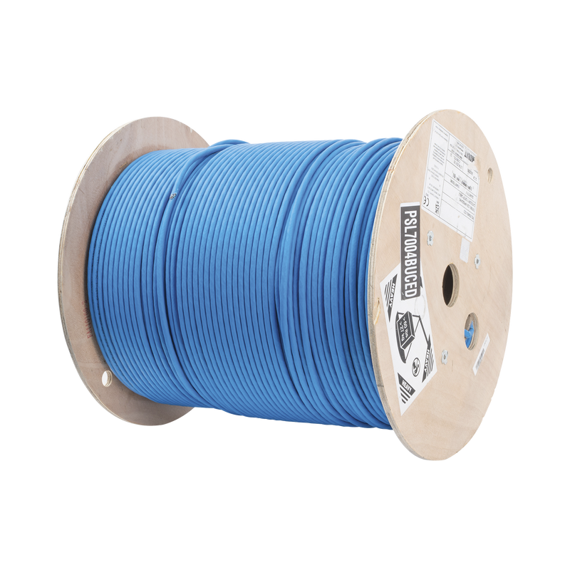 PSL7004BU-CED Bobina de Cable Blindado S/FTP de 4 pares, Cat7, Inmune a Ruido e Interferencias, LSZH (Bajo humo, Cero Halógenos), Color Azul, Bobina de 500 m