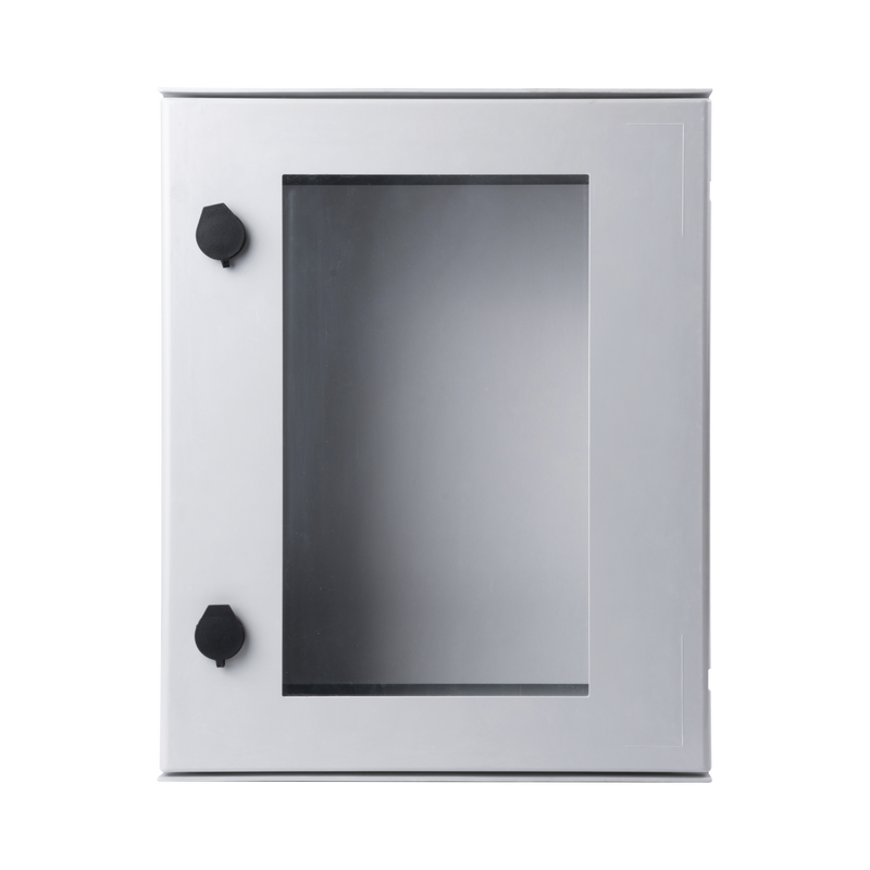 Gabinete de Poliéster IP65 Puerta Transparente, Uso en Intemperie (400 x 500 x 200 mm) con Placa Trasera Interior de Plástico (Incluye Chapa y Llave).