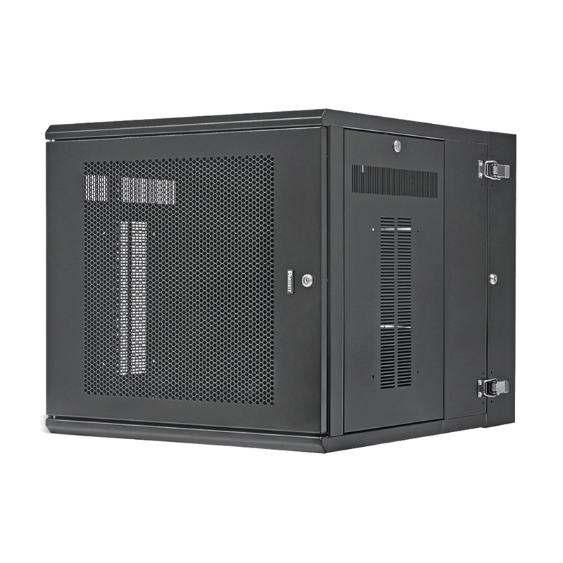 Gabinete PanZone de Montaje en Pared, de 19in, Puerta Perforada, 12 UR, 762mm de Profundidad, Color Negro