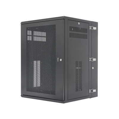 Gabinete PanZone de Montaje en Pared, de 19in, Puerta Ventilada, 18 UR, 635mm de Profundidad, Color Negro - Toer