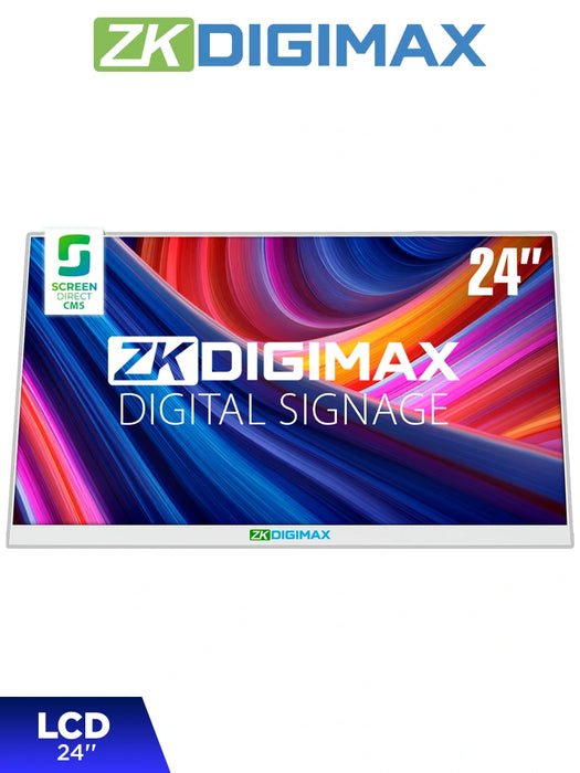ZKDIGIMAX DG03A1D24 – Pantalla LCD de 24" para Mostrador o Escritorio, Resolución Full HD, Android 11, Brillo de 500 nits, Vida útil de 30,000 h, Ideal para Publicidad Digital