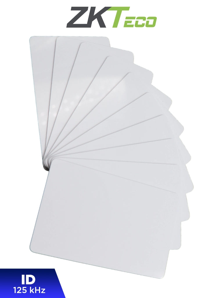 ZKTECO IDCARDNN - Paquete de 10 Tarjetas ID con Frecuencia de 125 kHz, 1 mm de Grosor, Sin Folio Impreso - Toer