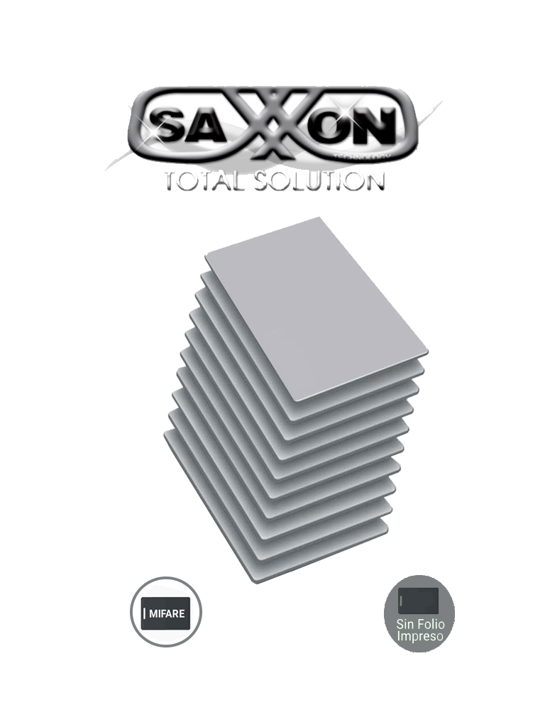 SAXMIFARE01 - Paquete de 10 Tarjetas de Proximidad Mifare 13.56 Mhz Para Control de Acceso / PVC / Imprimible / 1 KByte / 0.88 mm de Grosor / Sin Folio