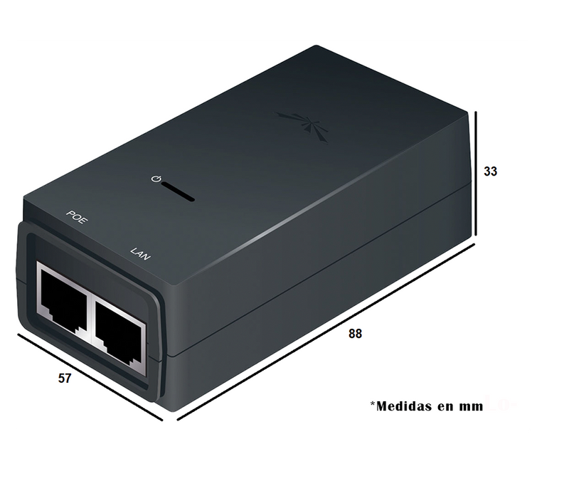 UBIQUITI POE-24-24W - Inyector PoE pasivo para equipos Ubiquiti de 24V DC a 1.0A y función de reset remoto.