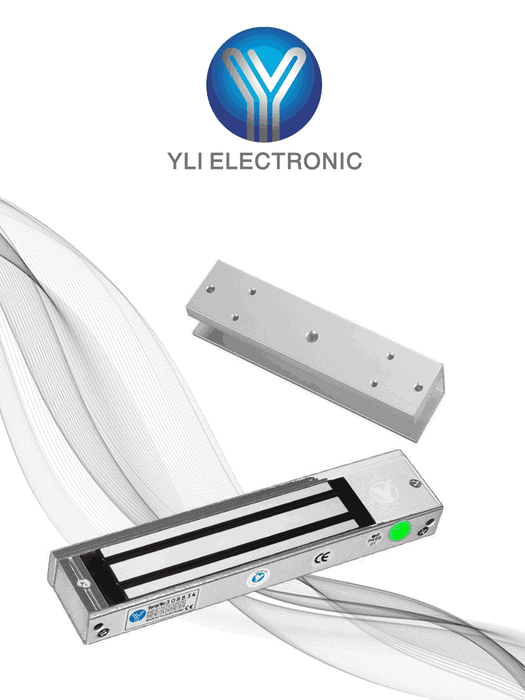 Paquete de Cerradura Magnética YM180NLED y MBK180UL para Puertas de Vidrio sin Marco / 180 kg (350 Lb) / Con Indicador Led