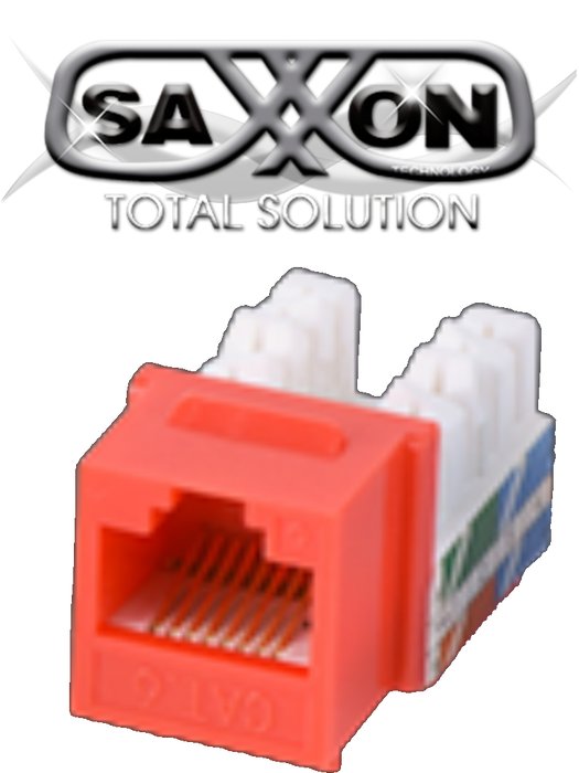 SAXXON M2656AR - Modulo jack keystone RJ45 / 8 Hilos / CAT 6A / Compatible con calibres  AWG 22-26 / Color rojo