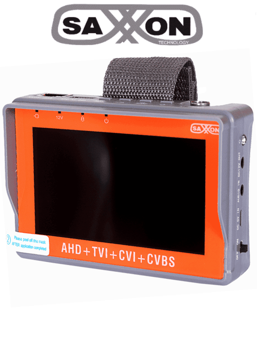 SAXXON TES07MC- Probador de Video de Pulsera con Pantalla de 4 Pulgadas/ Soporta Resolución de Hasta 4 Megapíxeles/ Soporta: HDCVI/TVI/AHD/ Salida de Energía de 12vdc para Alimentar Cámaras/ Soporta Control por Coaxial/  Lampara Led/